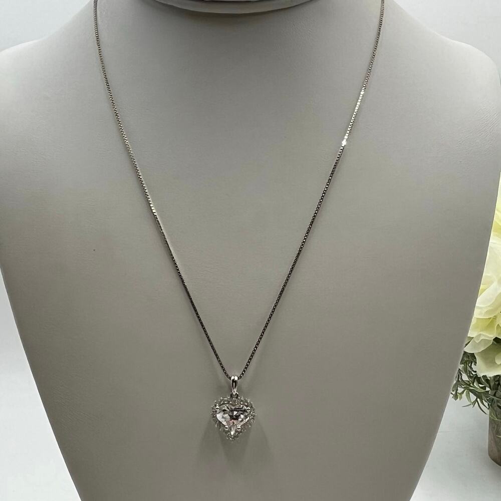Stauer Sterling Silver‎ 925 Cubic Zirconia CZ Stones Heart Pendant
Necklace 18"